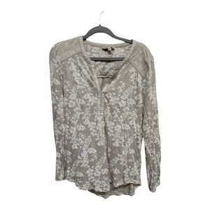 Lucky Brand Beige Long Sleeve Peasant Top Blouse Boho Whimsical Size Large